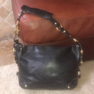 Beautifully illustrated coach leather shoulder bag